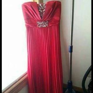 Floor length red dress